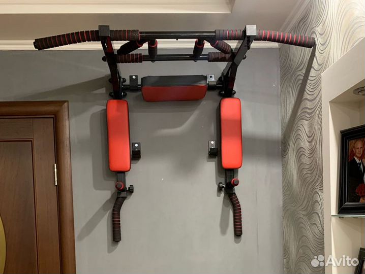 Турник брусья пресс 3в1/ турник мультихват красный