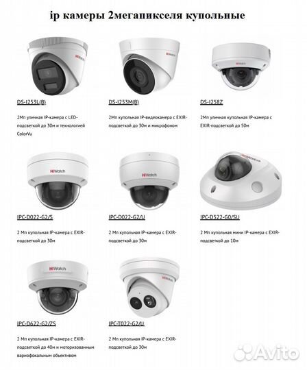 Камеры видеонаблюдения цифровые купольные 2мр/ip