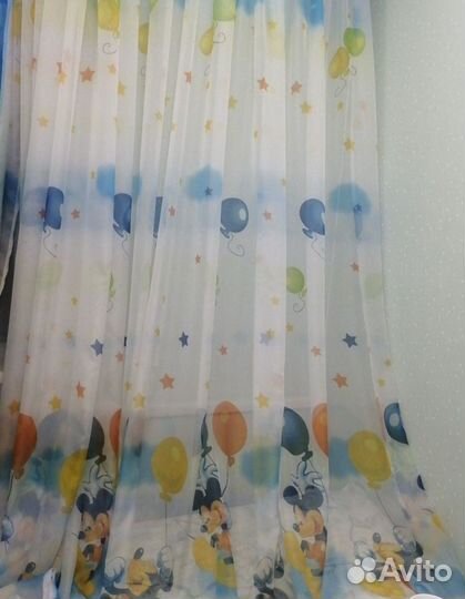 Тюль в детскую новая ткань Микки Маус