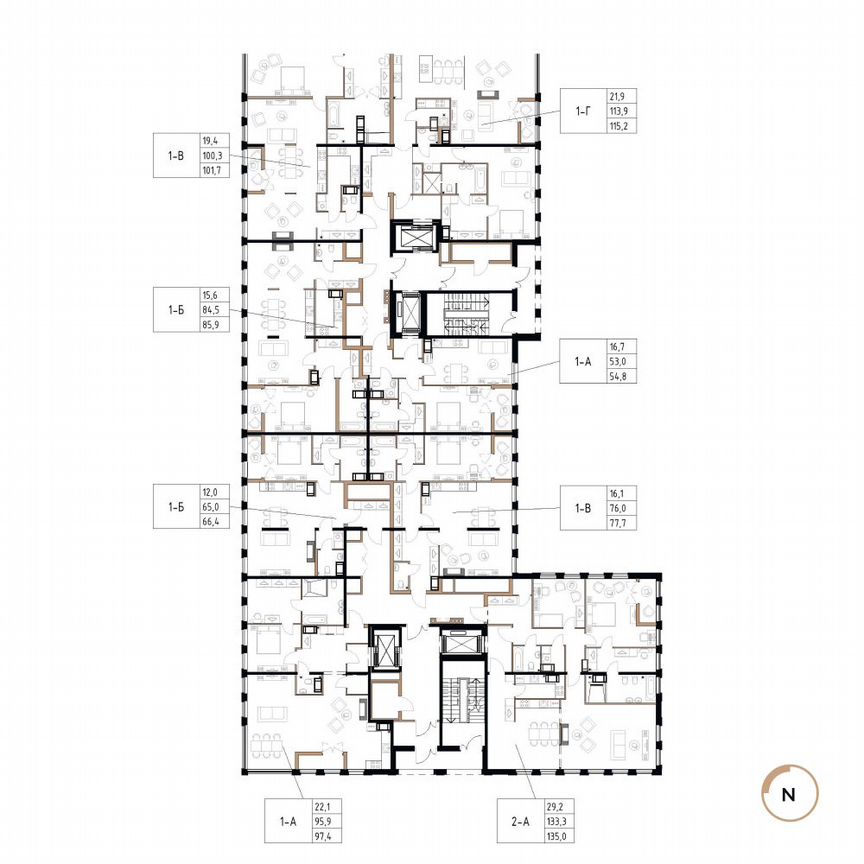 1-к. апартаменты, 101,7 м², 17/17 эт.