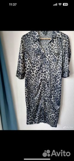 Платье рубашка леопард