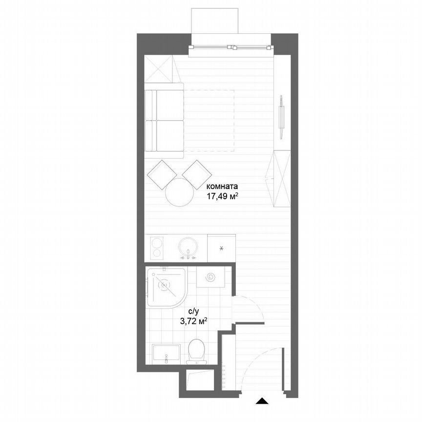 Апартаменты-студия, 21,2 м², 14/21 эт.