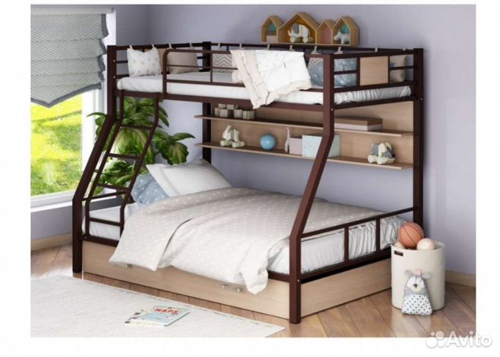 Кровать детская двухьярусная металл новая