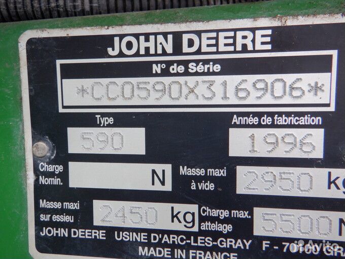 Пресс-подборщик John Deere 590, 1996