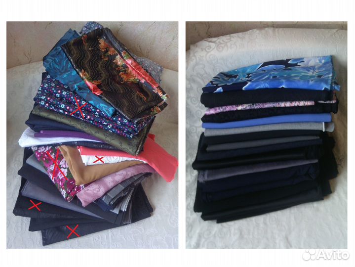 Ткани для шитья (отрезы), нитки, молнии