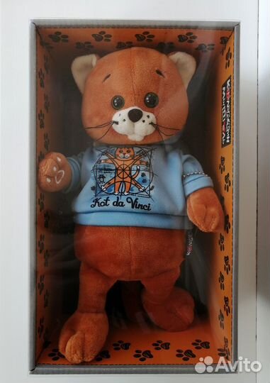 Игрушка рыжий кот Колбаскин, белый винтажный СССР