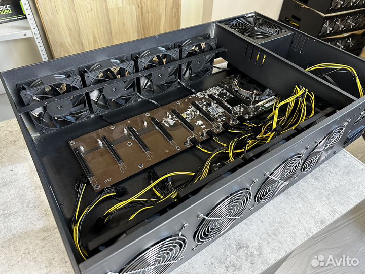 Корпус продувной для 8 видеокарт (автофан, новый)