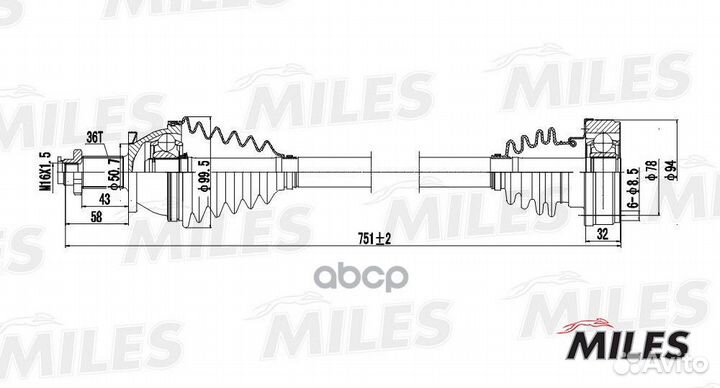 Привод в сборе VW polo IV/FOX/skoda fabia 1.2-1