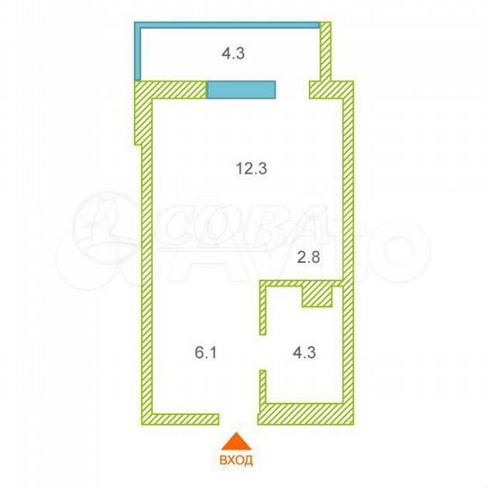 Квартира-студия, 21,8 м², 8/15 эт.