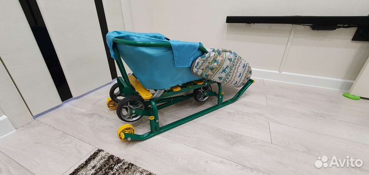 Детские санки коляска с колесами