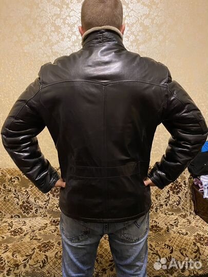 Кожаная куртка мужская зимняя на мутоне
