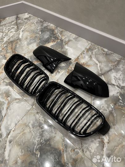 Комплект накладок зеркал+Решетки Bmw f30 m