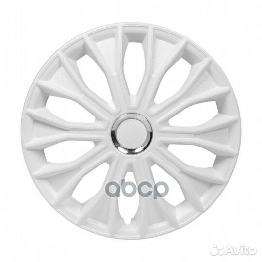 Колпаки колесные 15 Волтек, белый глянец, хром