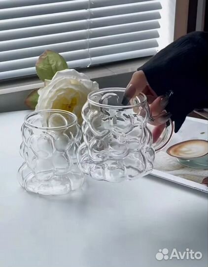 Кружки набор 2 шт стеклянные 350 мл новые