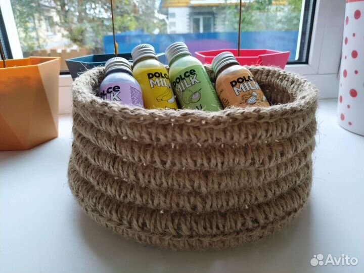 Вязаные корзины из джута (на заказ) любой размер