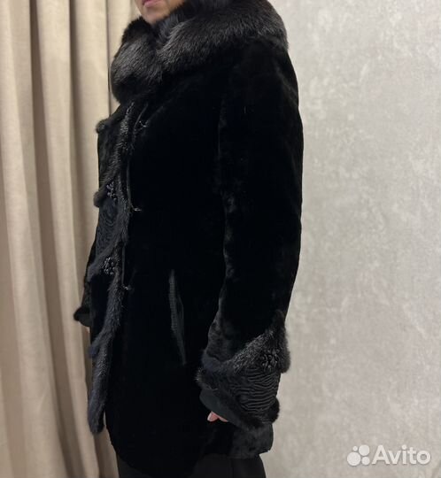 Шуба мутон с капюшоном