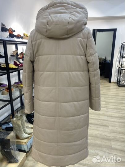 Пуховик зимний женский натуральная кожа