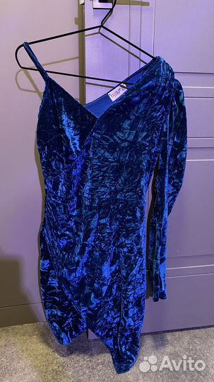 Бархатное платье синее