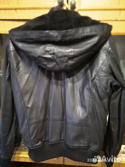 Кожаная куртка с мехом мужская,мало кожзам