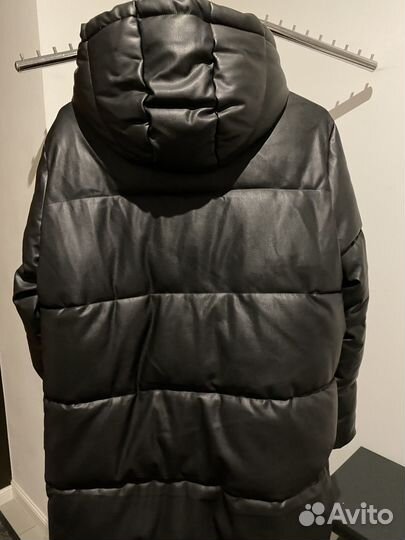 Пуховик экокожа женский