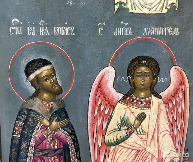 Икона Святые Князья Борис и Глеб и Ангел Хранитель