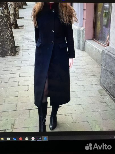 Пальто черное длинное