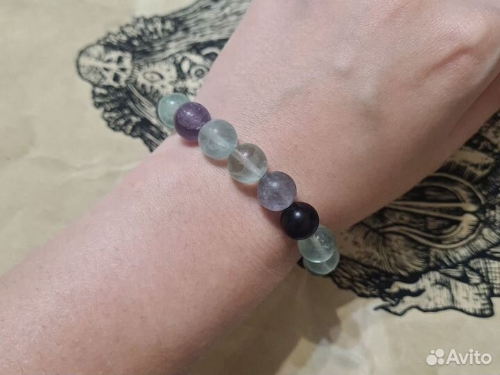 Браслет из натурального флюорита, 10 мм