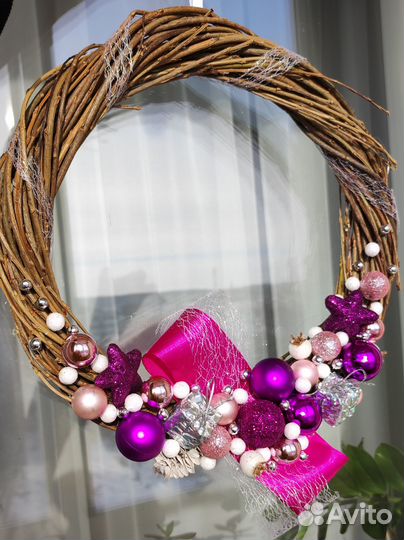 Новогодние украшения венок ручная работа