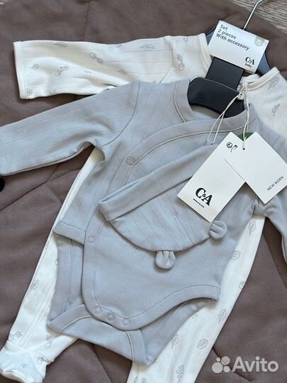 Боди слип шапочка новое 56 62 c&a