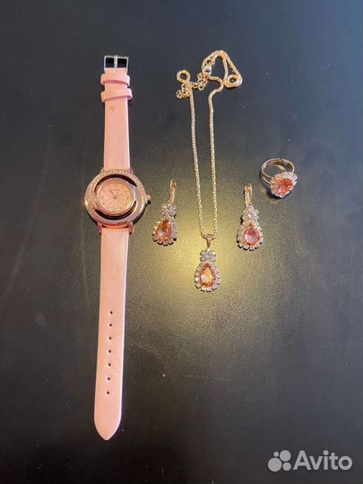 Набор часы, кольцо, ожерелье, серьги. Новый