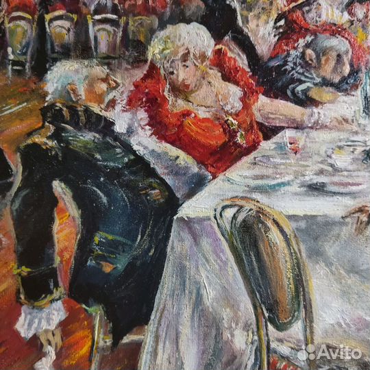 Банкет картина маслом на холсте 40х60 см