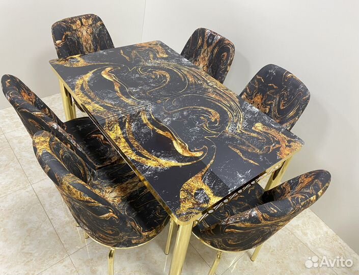 Стол обеденный раздвижной и стулья 6 шт