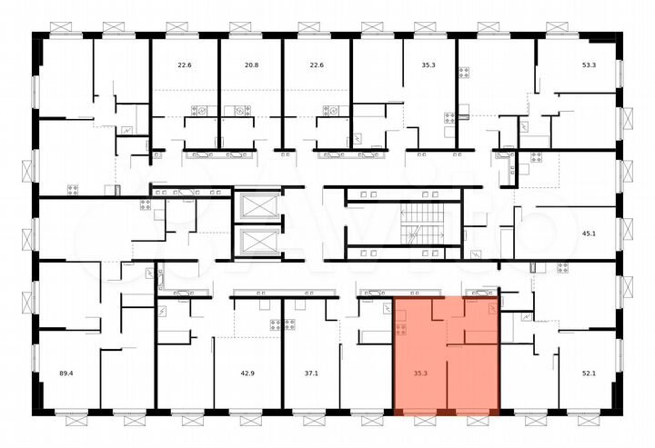 1-к. квартира, 35,3 м², 9/16 эт.