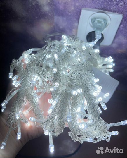 Гирлянда Штора Занавес размеры 32 жёлтый и 33