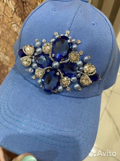 Кепка новая ручной работы со стразами