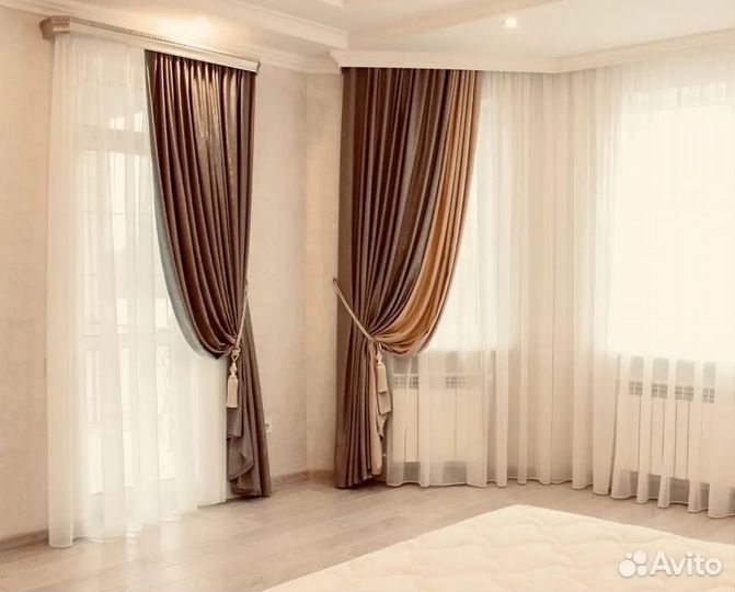 Штора из вуали молочного цвета 700х280