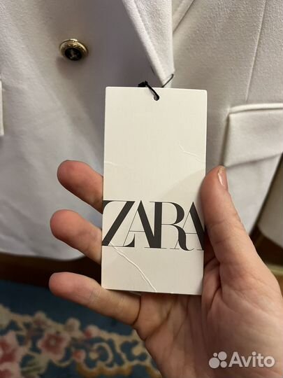 Белый двубортный пиджак zara новый XL