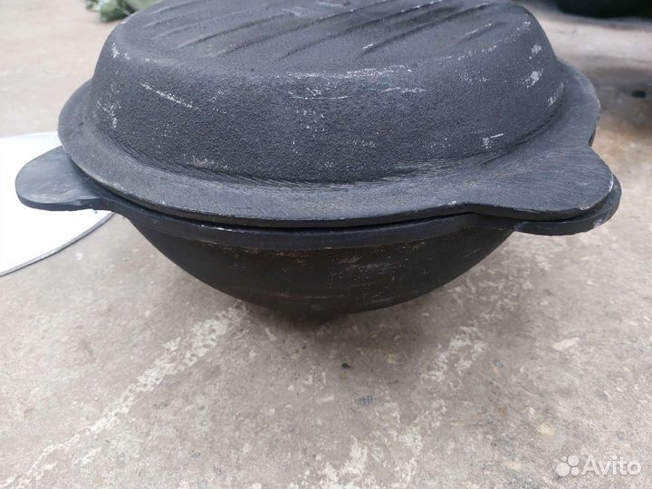 Казан чугунный 8л+ крышка сковорода на 8л