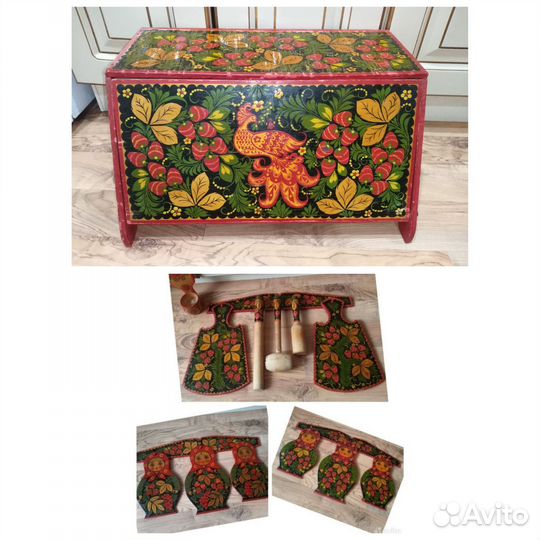 Деревянные доски набор хлебница хохлома