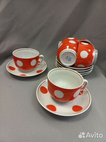 Чайные пары Красный горох Фарфор СССР