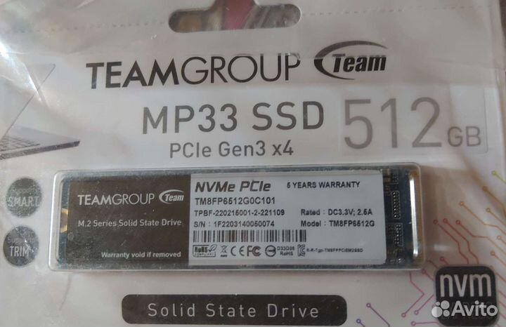 Ssd m.2 NVMe 512gb TeamGroup