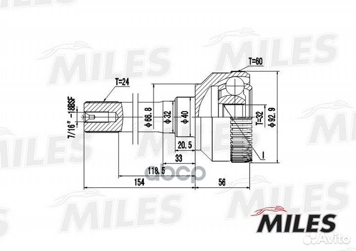 Шрус наружный GA20197 Miles