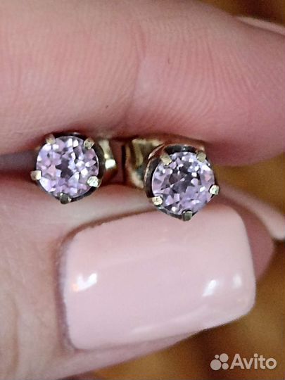 Серьги пуссеты СССР с александритами