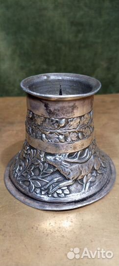 Старинный резной подсвечник серебрение,Германия19в