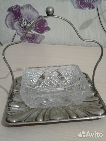 Антикварная конфетница серебрение J.H.Potter 19 в