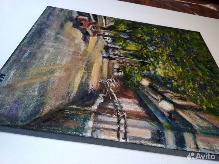 Картина маслом на холсте,городской пейзаж