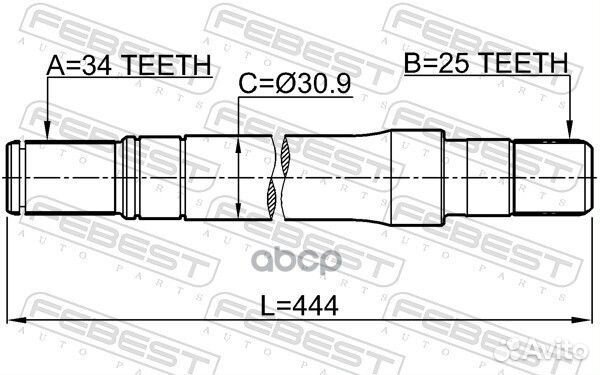 Полуось правая 25X444X34 1812A17dtrh Febest