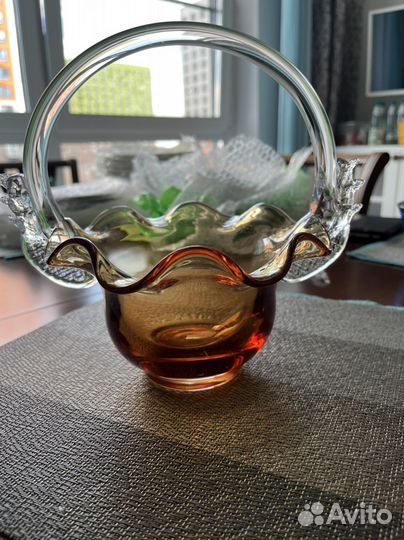Вазочки конфетницы СССР медовый хрусталь