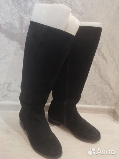 Сапоги женские зимние ботфорты замшевые 40