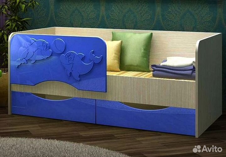 Кровать Дельфин-2 голубая
